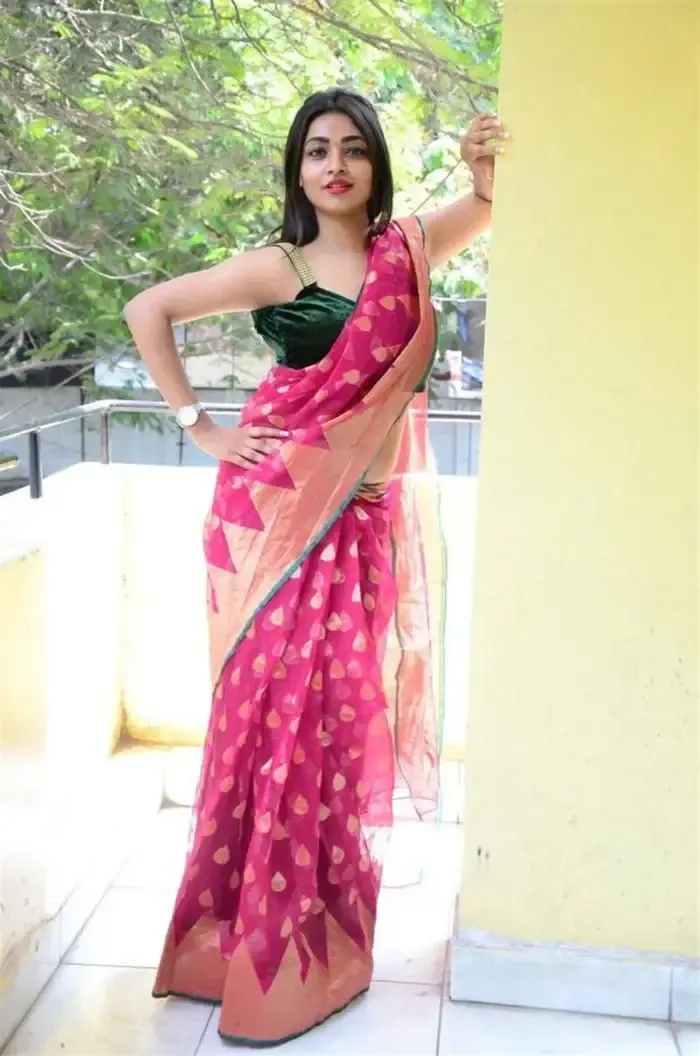 BEAUTIFUL INDIAN GIRL NANDINI NAVEL SHOW IN RED SAREE
